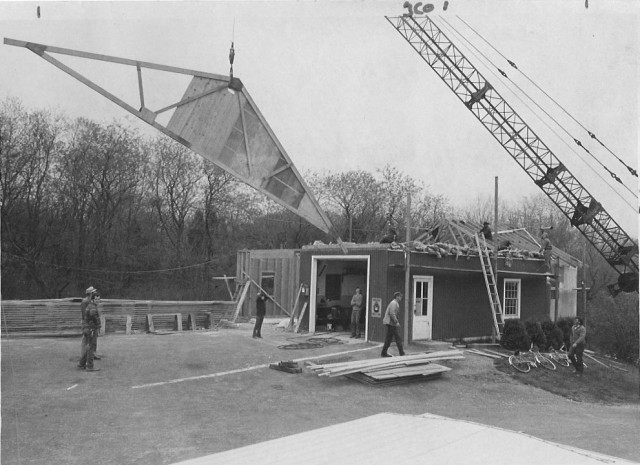 From the Archives: This is the second of two photos published in the Westerly Sun showing the new roof going up on Station 2.